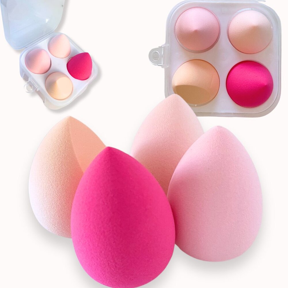 Makeup Sponge Set, 4 Pcs for Liquid, Cream,and Powder, with one sponge organizer